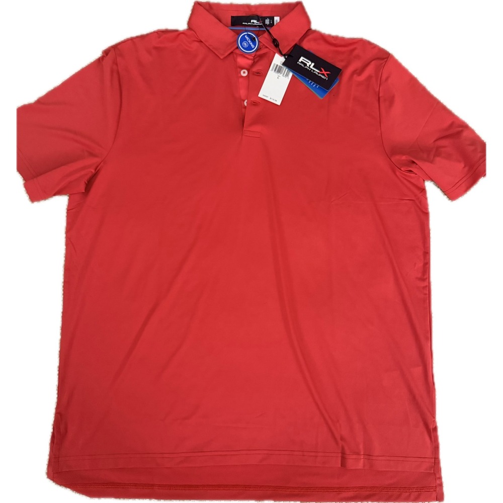RLX Ralph Lauren Mens Golf Polo Shirt Spring Red Short Sleeve Size L NEW